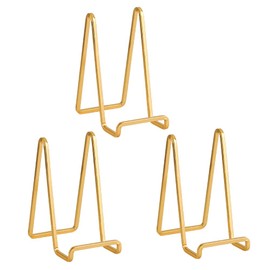 DIDUDIDU Plate Holder Easel Display Stand - 6 inch Metal Plate Stands for Display - Tabletop Picture Stand - Gold Iron Easels for Display Pictures | Photo Frames | Book | Decorative Plates | Plaque - 3 Pack