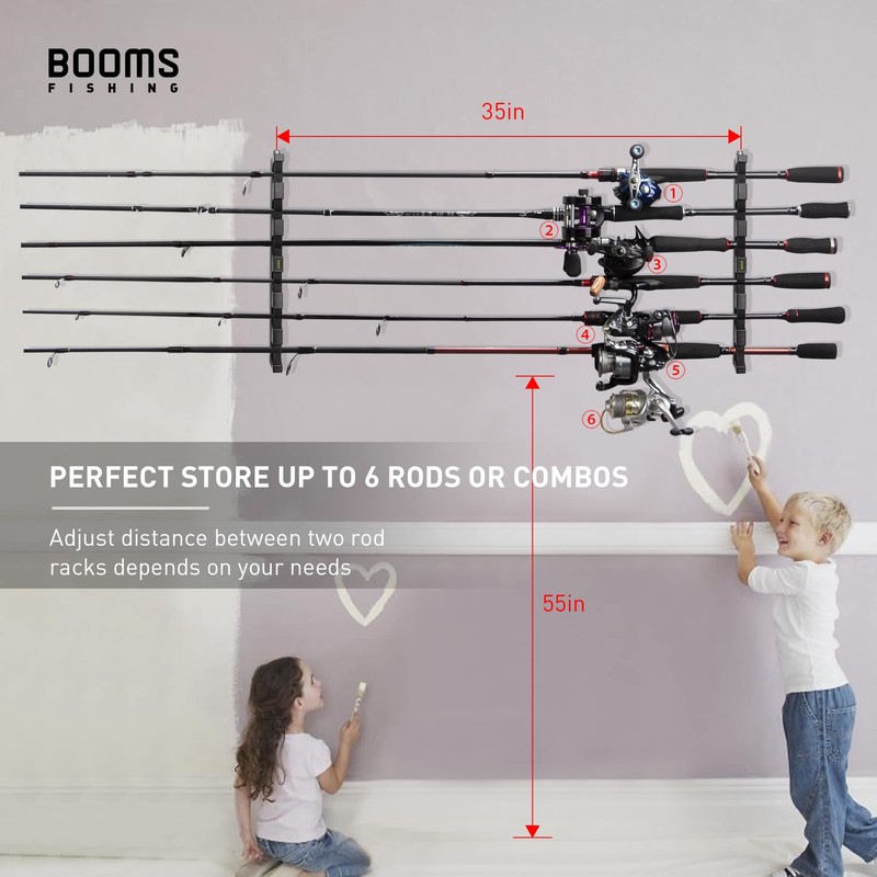 Booms Fishing WV5 Rod Stand Wall Mount Rod Holder Space