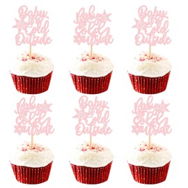 Keaziu - Paquete de 24 piezas de decoración de copos de nieve para baby shower, diseño de copo de nieve, diseño de copos de nieve, cumpleaños, niña, decoración de fiesta, color rosa, 2 unidades