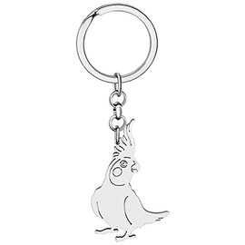 BONSNY Edelstahl niedlichen Tropischen Papagei Schlüsselanhänger Schmuck für Frauen Damen Autoschlüssel Geldbörse Vogel-Liebhaber Reise Geschenk Zubehör (SK059-Silber)