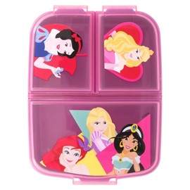 OM SUPPLIES Princess Reusable Sandwich Lunch Box 3 Multi Compartment Kids Children School Includes Half Size 12pcs Pencil Set (Princess)