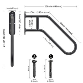 SELEWARE Heavy Duty Non-Slip Handrails for Outdoor 1-4 Step, Wall Mount Stair Hand Railing Grab Bars, U-Shape Safety Handle for Garage, Porch, Garden (Dia 1.3" Pipe, Black)