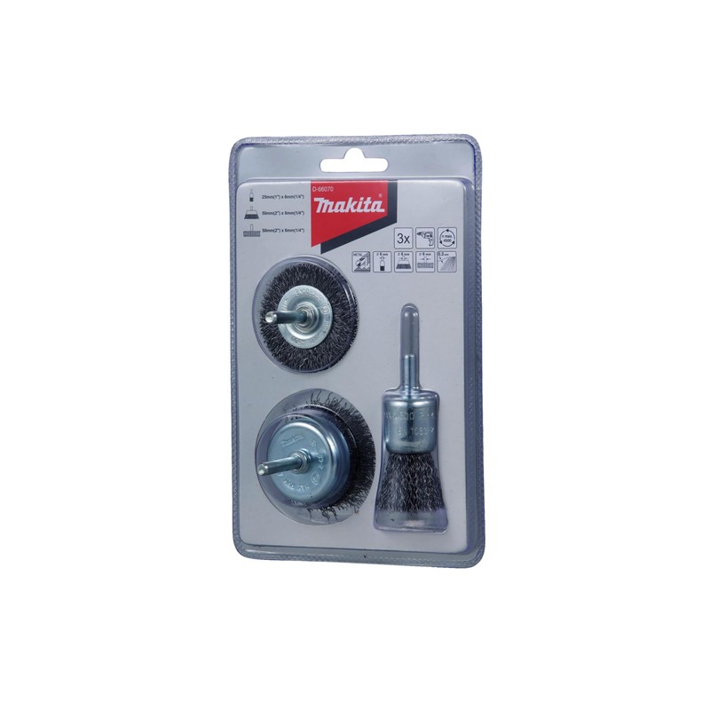 Makita D-66070 Wire Brush Set 3-Piece for Rust Removal and