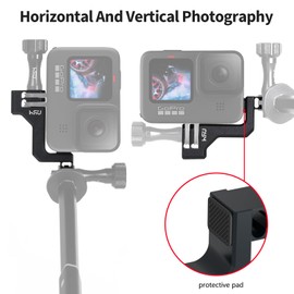 HSU 90 Degree Aluminum Vertical Bracket Adapter Elbow Mount for GoPro Hero 13/12/ 11/10/ 9 Black