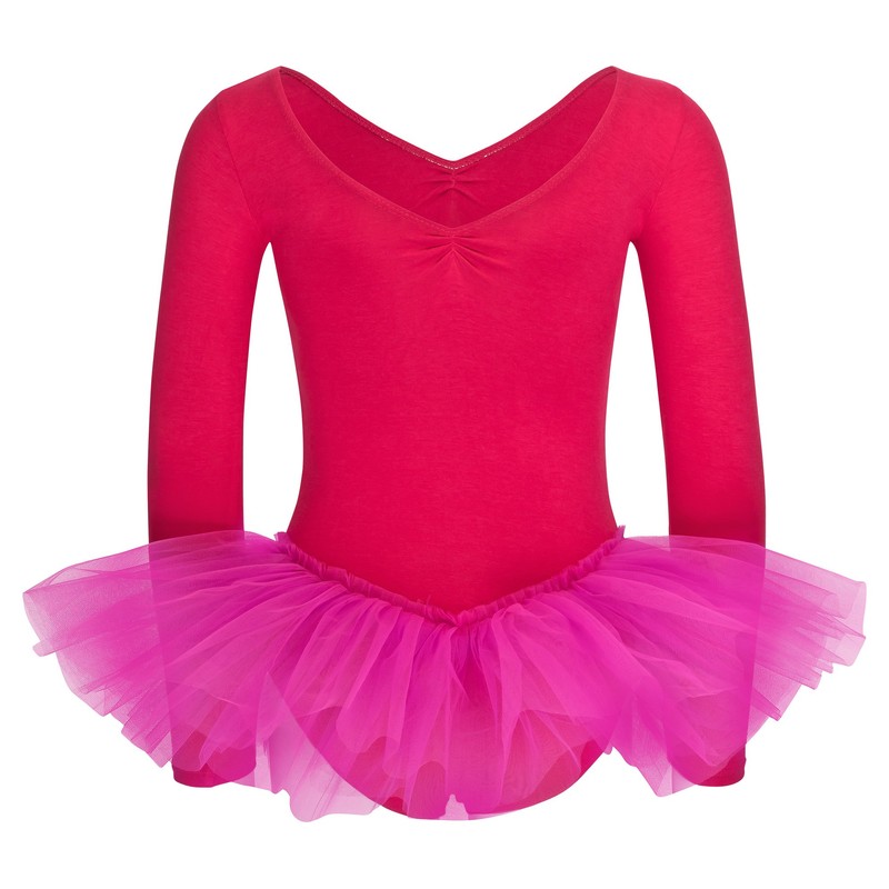 tanzmuster ® Romy Ballet Tutu Girls' Long-Sleeved Cotton Ballet Bodysuit