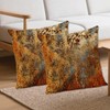 Set of 2 Double Sided Gold Brown Rust Metal Cushion