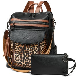 Shrrie Backpack Purse for Women Fashion Leather Backpack Purse Designer Travel Backpack Convertible Shoulder Bag with Wristlet