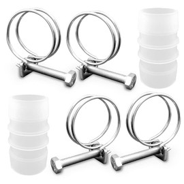 ZANPOON Double Wire Hose Clamps with 2 Inline Pond Hose Connectors Adjustable 304 Stainless Steel Hose Clamps Suitable for Home and Industrial (32mm)