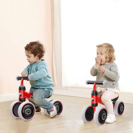 Baby Balance Bike Toys for 1 Year Old Boy Girl Gifts, 10-24 Month Toddler Balance Bike with 4 Silence Wheels, No Pedal Toddler First Bike, Birthday Gifts Christmas for Boys and Girls (Y-Red Bull)