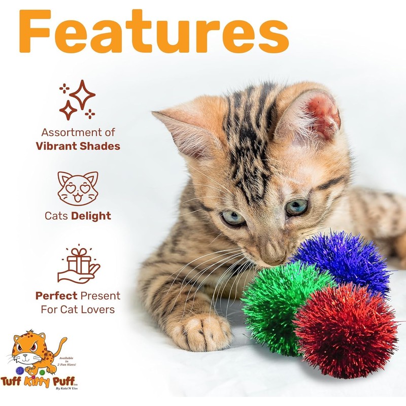 Tuff Kitty Puff Pack of 6 Standard 1.5 Inch Sparkle