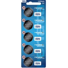 Renata CR2016 Batteries - 3V Lithium Coin Cell 2016 Battery (5 Count)