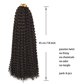 6 Packs Passion Twist Hair 18 Inch Synthetic Braiding Hair for Butterfly Locs Water Wave Crochet Hair for Women (#4)