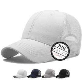 Rf Cap, Large Size, Hat, Men's, Mesh, Deep, 23.6-25.6 inches (60-65 cm), Unisex, Stylish, Cool, Brim Length, Popular, Solid, white