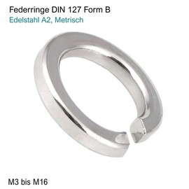 Spring washers M10 stainless steel – DIN 127 form B – spring ring smooth (suitable for thread: M10 mm, quantity: 25 pieces)