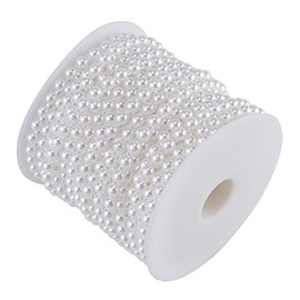 Cadena de perlas de algodón de 25 m, elegante rollo de perlas de color marfil para Navidad, alegría, boda, fiesta, decoración del hogar, manualidades (blanco)