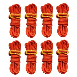 Smithok 8 Pack High-Reflective Guy Lines 4mm Tent Cords High-Strength Lightweight Camp Ropes with Aluminum Adjuster Tensioner for Tent, Tying Down Tarps, Camping Tent, Outdoor Packaging (Orange)