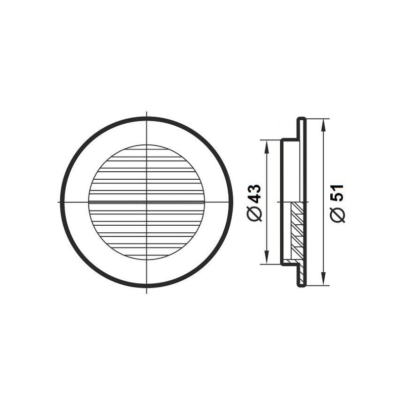 4 x 43mm Overflow Round Ventilation Grilles - Plastic Air