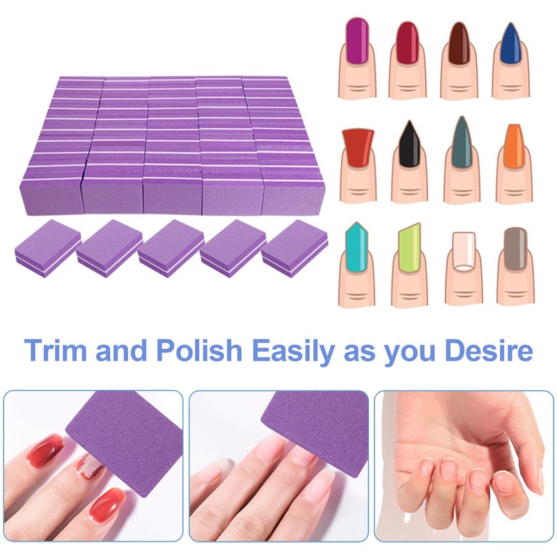 Nail Buffers (50 Pack), Mini Buffer Block Nail File for