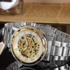 WINNER Men Hollow Full Automatic Mechanical Waterproof Watch Wristwatch (White