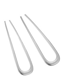 2 PCS Silver French Hair Pins U-Shaped Large Metal Hair Pins Prong Fork for Women Twist Bun Accessories