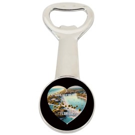 Lido Key Beach Florida Travel Souvenir Destination Heart Shape Design Magnetic Bottle Opener Single
