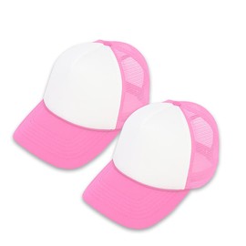 MR.R Sublimation Blank Polyester Mesh Cap Mesh Hat Two Tone Trucker Summer Mesh Cap with Adjustable Snapback,Pink,2 Pieces per Pack