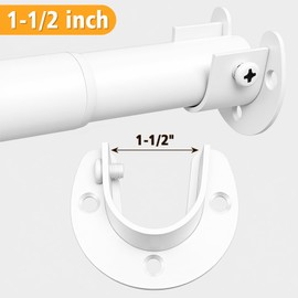FIRJOY 2Pcs Heavy Duty Stainless Steel Closet Rod Bracket Holder (White, 1-1/2")