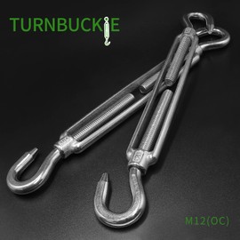 Jamiikury 3PCS M12 Hook & Hook Turnbuckle 304 Stainless Steel Turnbuckle Wire Rope Tension Heavy Duty Turnbuckles for Cable Railing Wire Rope Hardware Kit (M12, Hook & Hook)