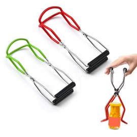 2pcs Canning Clamp, Can Lifter, Mason Jar Lifter, Mason Jar Lifter, Stainless Steel Lifting Tong, Anti-Scalding Clamp, Kitchen Accessories, for Hot Mason Jars (Red, Green)