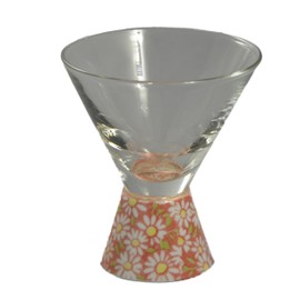 有田焼 浪漫 Glass Sake Glass Trapezoid Red 小菊 HT – 18 – 7