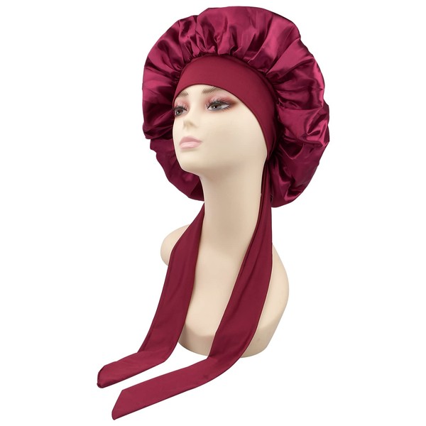 Satin Bonnet Sleep Cap, Silk Adjustable Sleep Cap, Elastic Shower