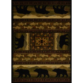 Segma Black Bears Rug, 1.10 by 3-Feet