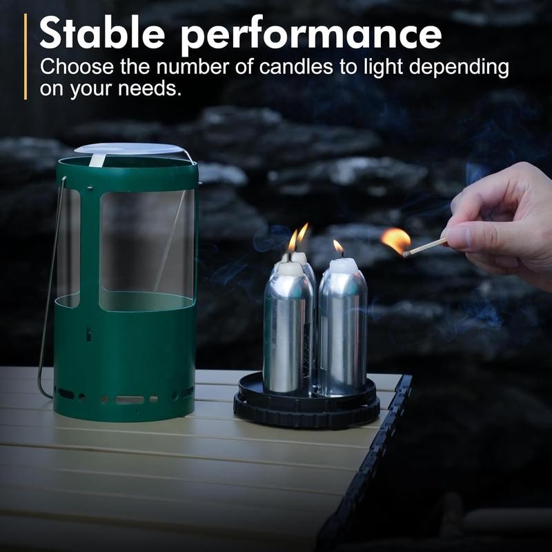 RDS Green Candle Lantern - 8-Inch Camping Gear for Campers