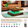 Square Coffee Table with LED Wood Low Coffee Table for