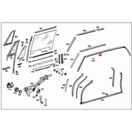 Gullwing Automotive Mercedes Weatherstrip Door window Seal Hardtop w111 Coupé 1117255966 1117256066 - Right