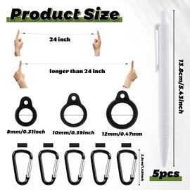 Lewtemi 5 Sets 24 Inch Pen Leash for Clipboard Lanyard Holder Pen Silicone Ring Buckle for Office Supplies(White)