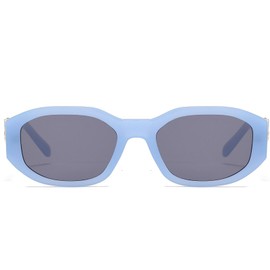 Hanj Retro Rectangle Sunglasses for Womens Mens Trendy Vintage 90s Oval Sun Glasses (Blue)