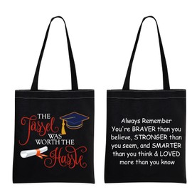 Graduation Gifts the Tassel Was Worth the Hassle Graduation Tote Bags Class of 2024 Grad Gifts Reusable Canvas Bag (Graduation tote)