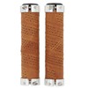 Gusti Nairo Q. Genuine Leather Handlebar Grip Brown Leather Metal