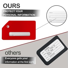 Luggage Tags for Suitcases with Name Id Card, Silicone Backpacks Handbags Tag with Stainless Steel Rings, Red