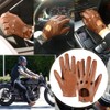 Mens Touchscreen Unlined Leather Driving Gloves,Camel,M