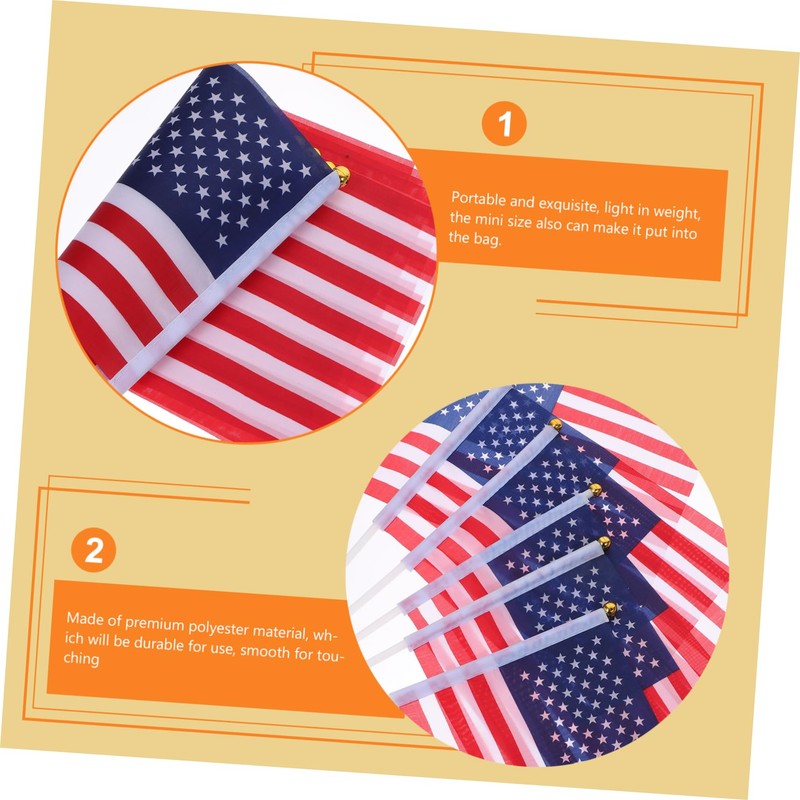 CAXUSD 25pcs Mini Flags Usa American Hand Held Flags Polyester