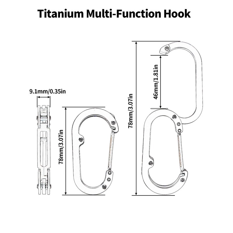 sayram ST6 Titanium Purse Hook for Table, Carabiner Hook for