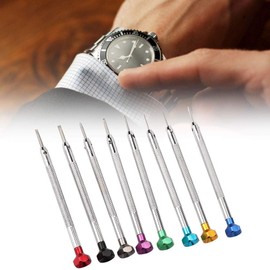 Juego de 8 destornilladores para relojes con ranura, de acero aleado; kit de destornilladores de precisión para reparación de relojes con mangos estriados, de 0,6 mm a 2,0 mm, para Práctico
