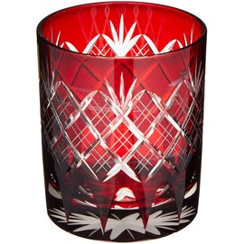 Tajimaglas TG04-24-1R Tajima Glass Edo Kiriko Layered Arai and Chrysanthemum Bottom, Old, 9.5 fl oz (280 ml), Red