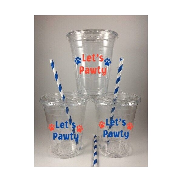 Party Puppy Dog Party Cups Birthday Lets Pawty Set/12 With