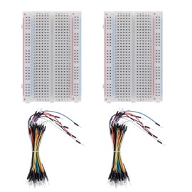 132Pcs Breadboard and Jumper Wires Kit Include 2Pcs 400 Tie Points Solderless Breadboard and 130 Flexible Breadboard Jumper Wires for Electronics Prototyping