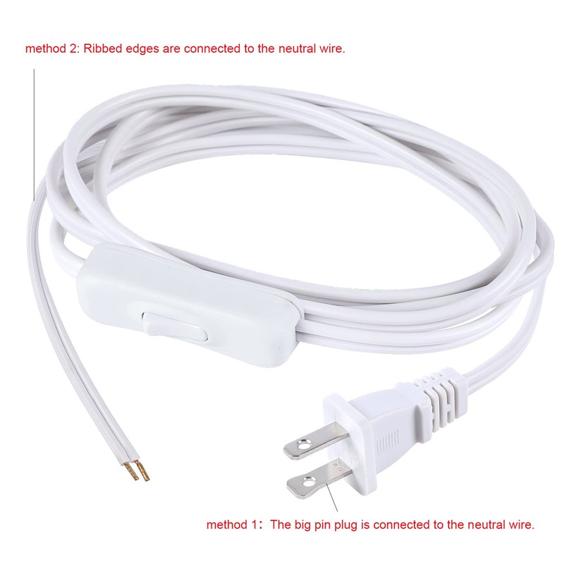 Lamp Cord has Button Switch UL304 2A/120V,Plug,Stripped Ends Ready for