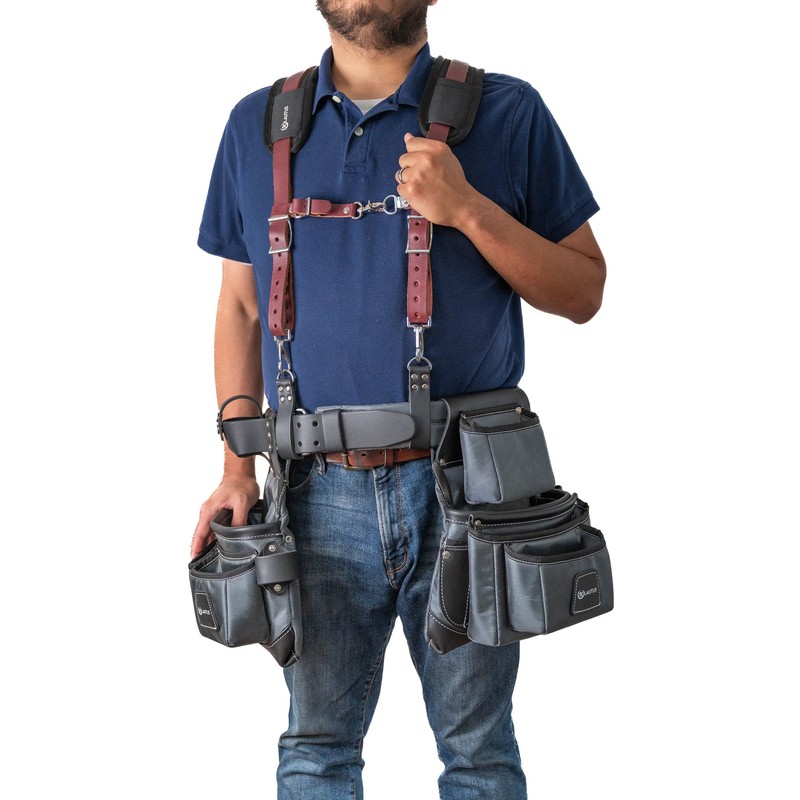 LAUTUS Leather Padded Tool Belt Suspenders w/Chest Strap| Pencil Sleeve|