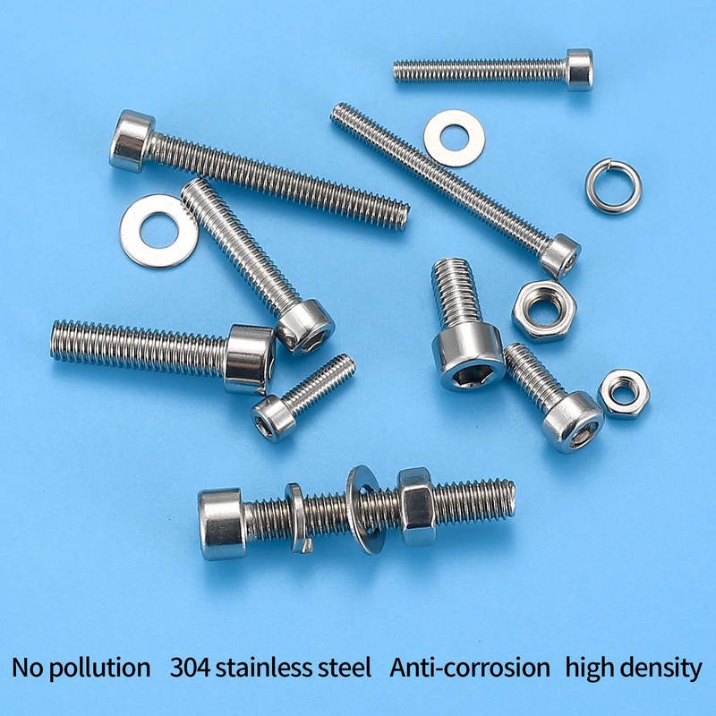 540 Pieces M3 M4 M5 Cylinder Screws with Nuts Washers